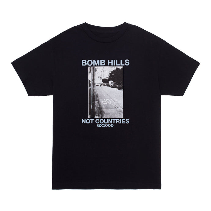 GX1000 - Bomb Hills Not Countries Tee (Black w/ Blue Font)