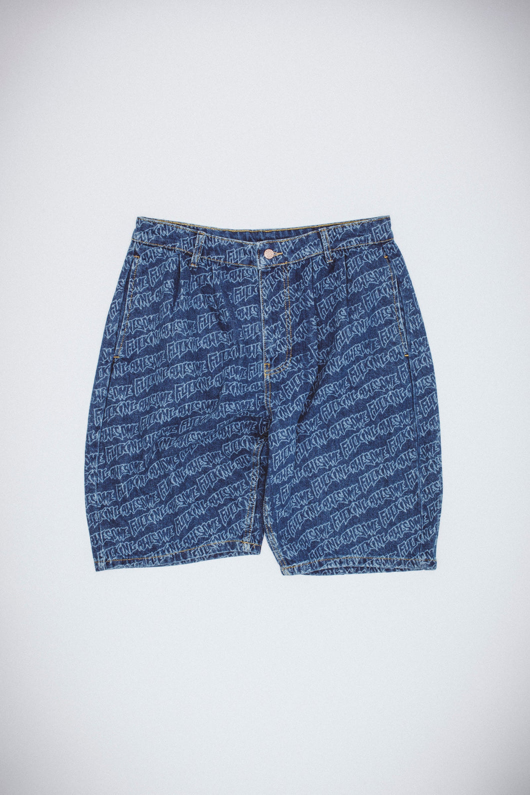 Fucking Awesome - Baggy Pleated Denim Shorts (Blue) | stebra skateshop 